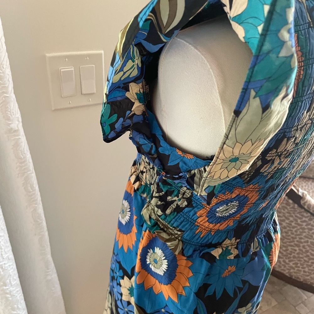 Rails Clementine Smocked NWOT Cotton Floral Dress Pockets Small fits Medium Midi - Picture 10 of 10